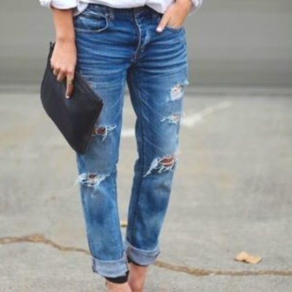 American Eagle Outfitters Distressed Boy Crop Jeans - Picture 1 of 11